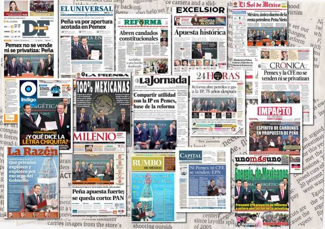 Portadas de los principales diarios en México. Foto: Internet